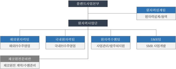 대우건설 플랜트사업본부 원자력 조직도.(자료=대우건설 제공)